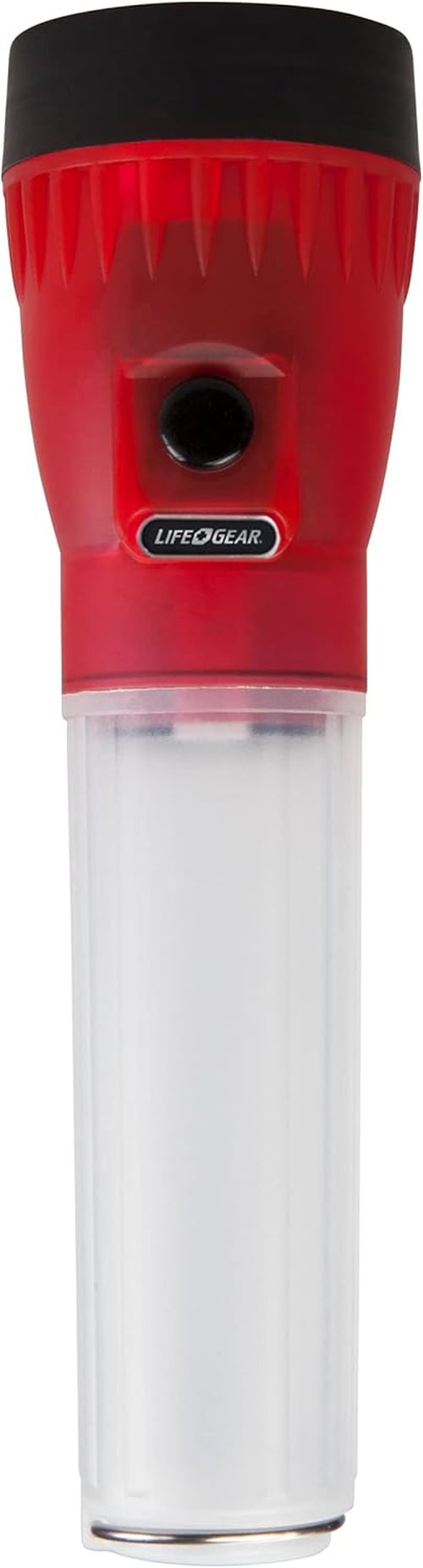Life Gear LED Flashlight with Glow Handle, Emergency Flasher and Storage Compartment, RED,White/Red