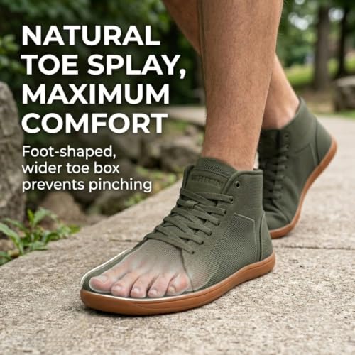Men's Wide Toe Box High Top Barefoot Shoes - WHITIN W824