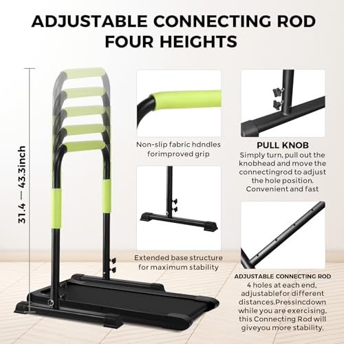 Green Adjustable Walking Pad Handle Bar 31.4-43.4 Inch Safety Handrail for Treadmills