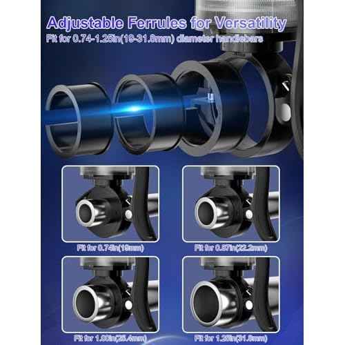 Bike Bell for Kids & Adults, Light up Bike Accessories Adjustable with Ferrules Fit for 0.74-1.25in(19-31.8mm) Bicycle Handlebars, Aluminum Made & Crisp Sound for Mountain Dirt Road Bike Ebike(Purple)