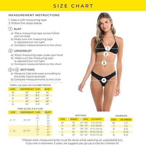 Body Glove Womens Solo Underwire D, Dd, E, F Cup Bikini Top Swimsuit with Adjustable 2-Way Back Detail