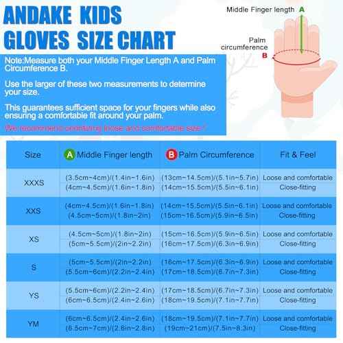 Andake Waterproof &Breathable Kids Snow Gloves, Toddler Winter Warm Ski Gloves for 2-14Y Boys Girls
