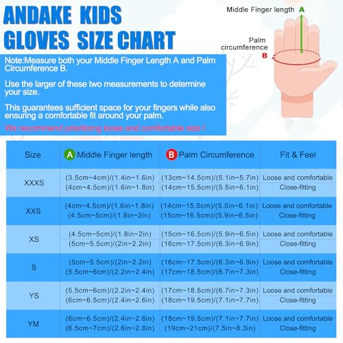 Andake Waterproof &Breathable Kids Snow Gloves, Toddler Winter Warm Ski Gloves for 2-14Y Boys Girls