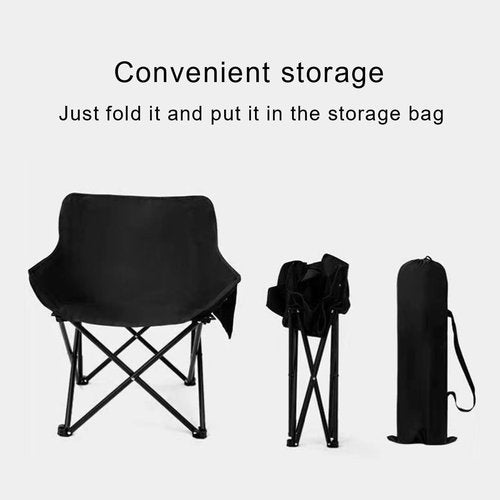 Camping Chairs, Lawn Chair, Folding Camping Chairs,Chairs for Outside, Beach Moon Camp Chairs, Suitable for Outdoors Fishing, Hiking, Backpacking, Picnic, Beach, Travel, Weight Bearing 400lbs (Black)