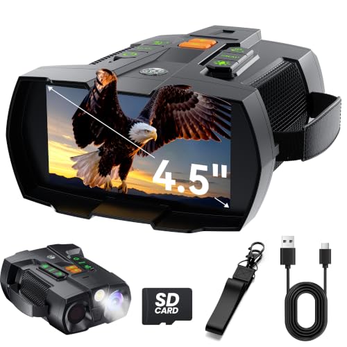 Night Vision Binoculars with 4.5" Screen 4K IR Goggles - Outdoor Hunting & Wildlife Observation