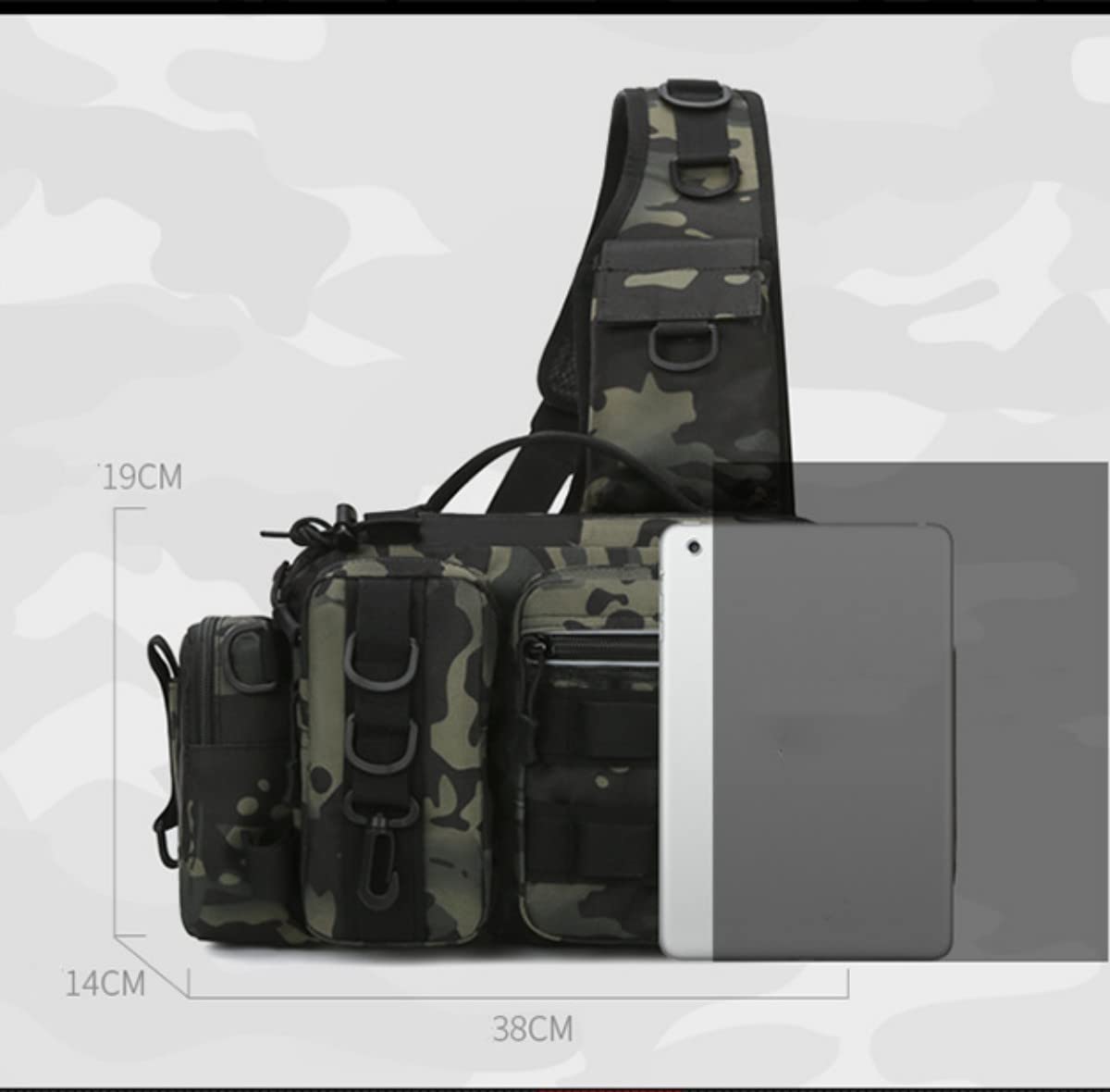 YAOYAOLING Fishing Tackle Bag,Tactical Fishing Sling Tackle Storage Bag,Lightweight Sling Fishing Backpack- Sling Tool Bag for Fishing Hiking Hunting Camping