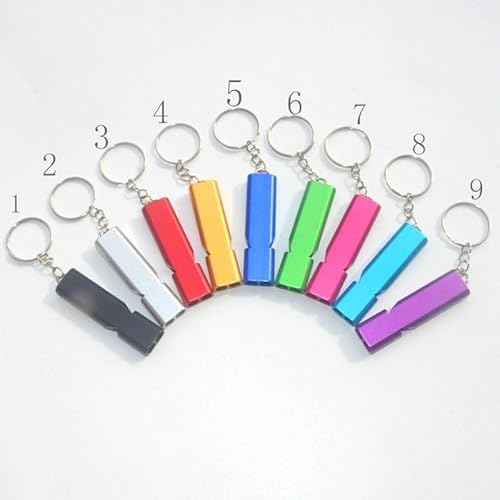 4Pcs Pink Aluminum Alloy Whistle Camping Supplies Double Tube Emergency Whistles Clear Loud Sound Compact Size Portable Corrosion-Resistant Safety Survival Camping Signal Whistles Camping and Hiking