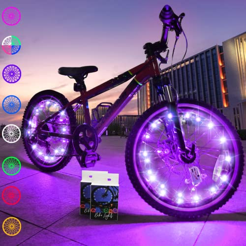 Purple Bike Wheel Lights Pack of 2 LED Spoke Lights Waterproof Cycling Safety Decoration