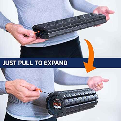Brazyn Morph Foam Roller (Bravo-Midnight) Collapsible Travel Foam Roller for Pain Relief, Workout Muscle Recovery, Back Massager, Deep Tissue Leg Massage, Back Cracker, Stretcher; Small, Portable