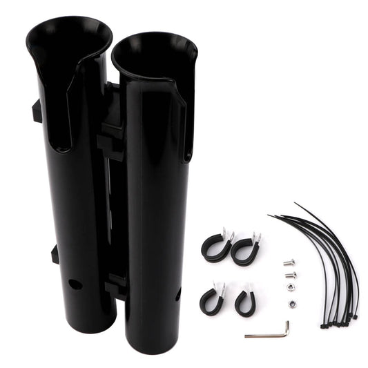 Fishing Rod Holder, Secures Fishing Pole to Bicycle,2 Tubes Rod Holder, Holds 2 Rods, Easy to Mount, Rod Rack for Bicycle Fishing