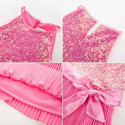GRACE KARIN Girls Sequin Dress Christmas Party Dance Formal Birthday Fancy Sparkly Halter Chiffon Dresses Size 5-14