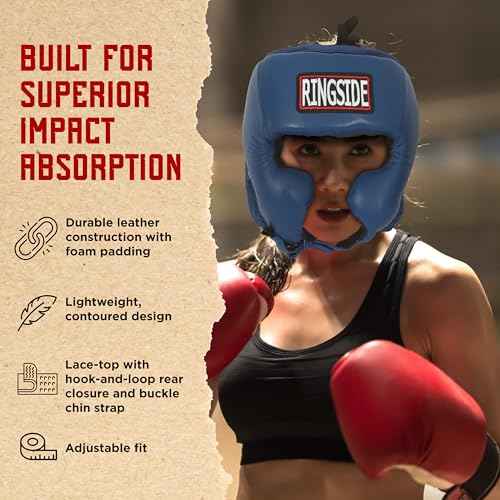 Ringside Competition Boxing Headgear, USA Boxing-Approved Leather Headgear with Cheek Protection, Great for MMA, Muay Thai, Kickboxing, and Training, Ideal for Men and Women, USA/Mexico, Large