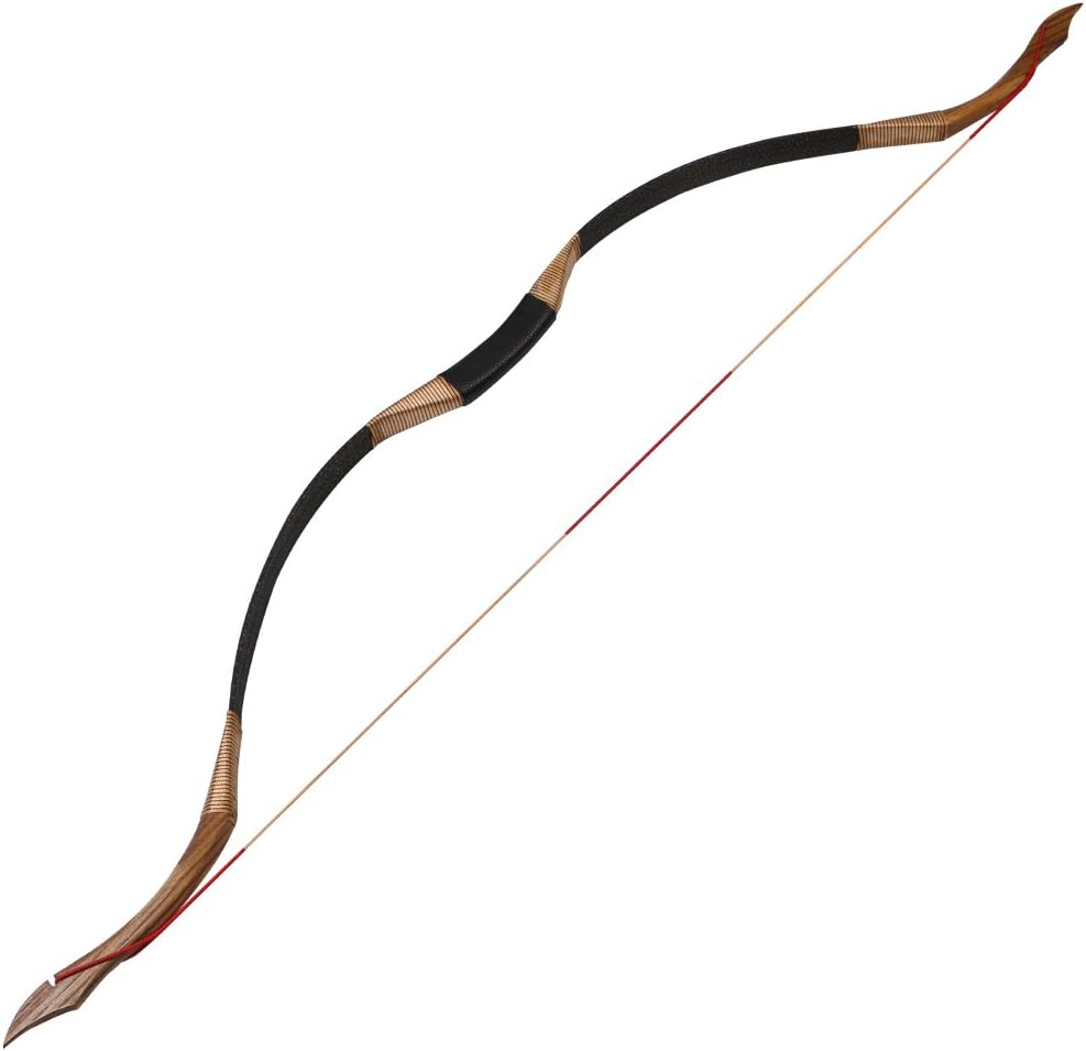 TOPARCHERY Black Hunter Traditional Recurve Bow 53'' Archery Hunting Handmade Horse Bow Longbow 30-50 lbs
