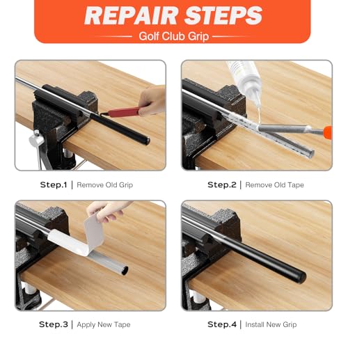 Green Small Bench Vise Golf Grip Kit with Tape & Solvent - Hibijou
