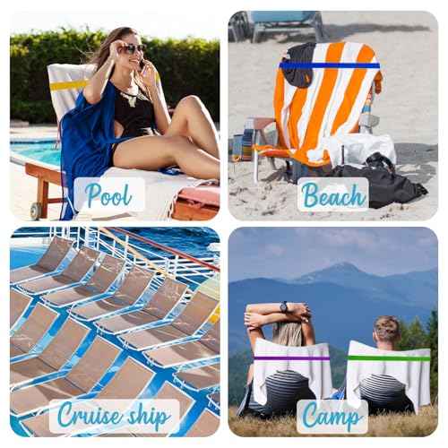 Beach Towel Band for Cruise Chairs Great Alternative to Beach Towel Clips Cruise Ship Beach Vacation Essentials 6 PCS