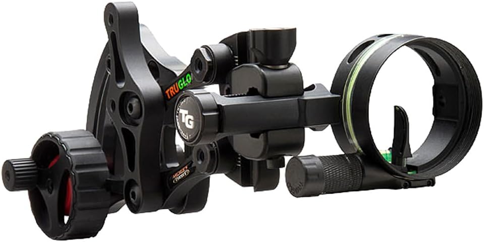 TRUGLO Range Rover Micro-Adjustable Single-Pin Bow Sight for Archery - LED Light & Quiver Mount - Left/Right-Handed