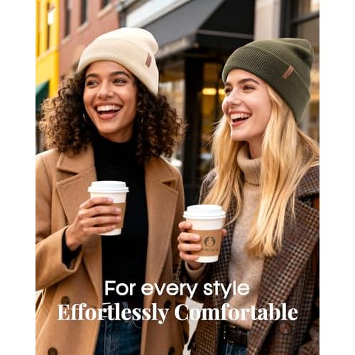 FURTALK Womens Winter Warm Satin Lined Beanie Hats Silk Lining Unisex Knit Slouchy Caps