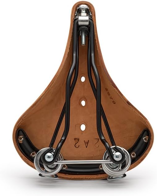 Brooks England B67 Short, Leather Bike Saddle with Suspension Springs