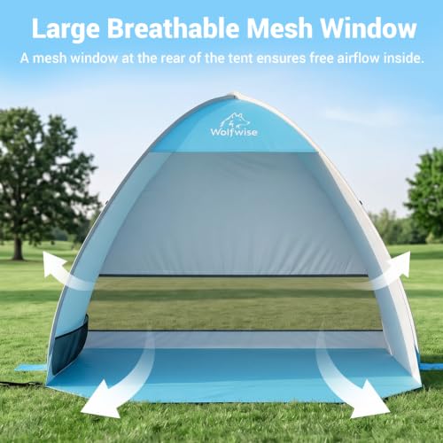 WolfWise Pop-Up Beach Tent Sun Shelter for 2-3 People - Blue