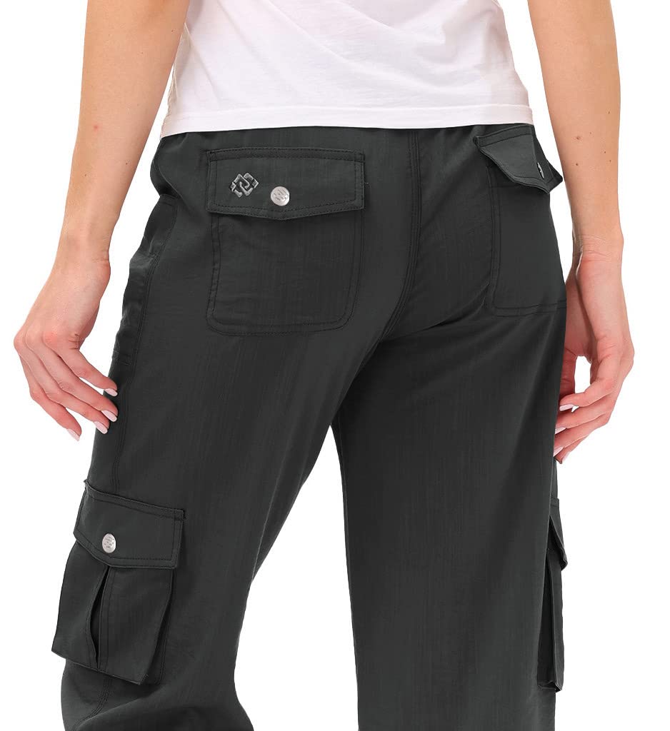 MoFiz Womens Capris with Pockets Loose Fit Casual Capri Pants Dressy Lightweight Ladies Baggy Cargo Pants for Hiking Dark Grey 2XL