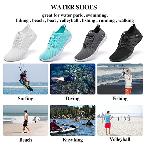 Breathable Mesh Water Shoes for Women and Men - Sx126 White, Size 8.5 Women / 7.5 Men