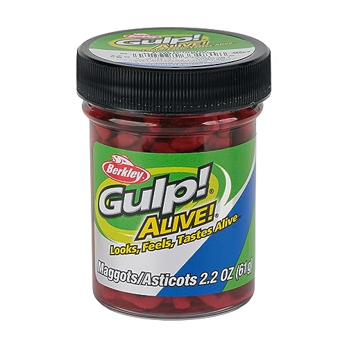 Berkley Gulp! Alive! Maggot Fishing Bait, Red Wiggler, Extreme Scent Dispersion, Great Replacement for Live Maggots, Ideal for Panfish, Trout, and More