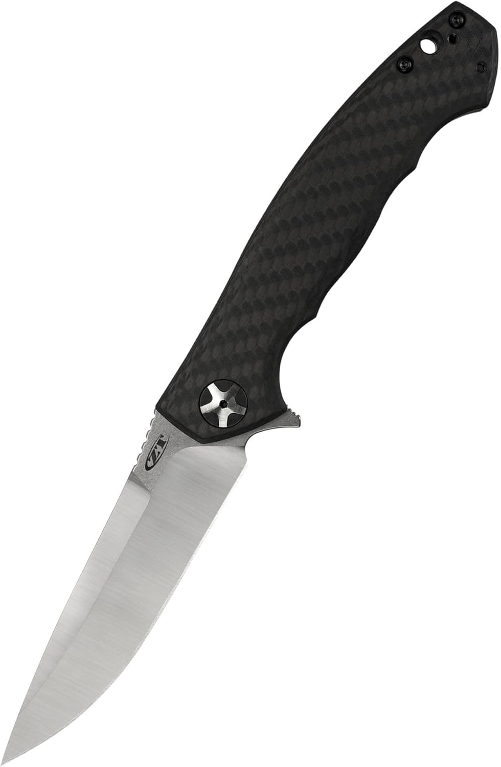 Zero Tolerance 0452CF; Pocket Knife with 4.1” Dual-Finished S35VN Steel Blade, Carbon Fiber Front and Titanium Back Handle Scales, KVT Ball-Bearing Opening, Frame Lock, Deep-Carry Pocketclip; 4.6 OZ.,Large