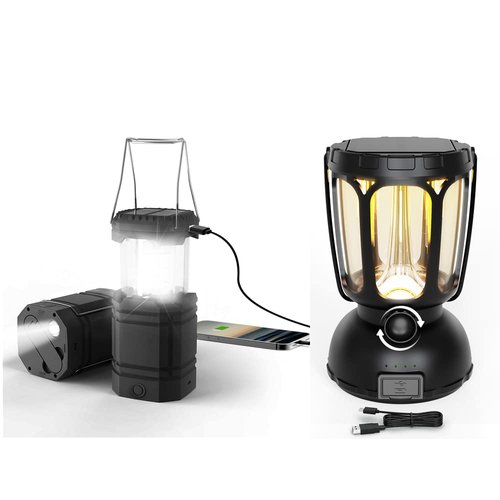 Mesqool Camping Lanterns Combination, Compact Super Bright White Camping Light + Retro Style Warm Lantern Candlelight, IPX4 Waterproof, Large Battery Long Lasting
