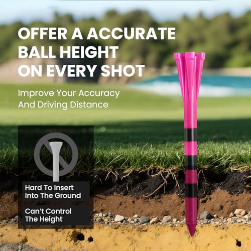 Golf Tees Plastic 100 Pack - Pink 3 1/4" and 1 1/2" Varieties