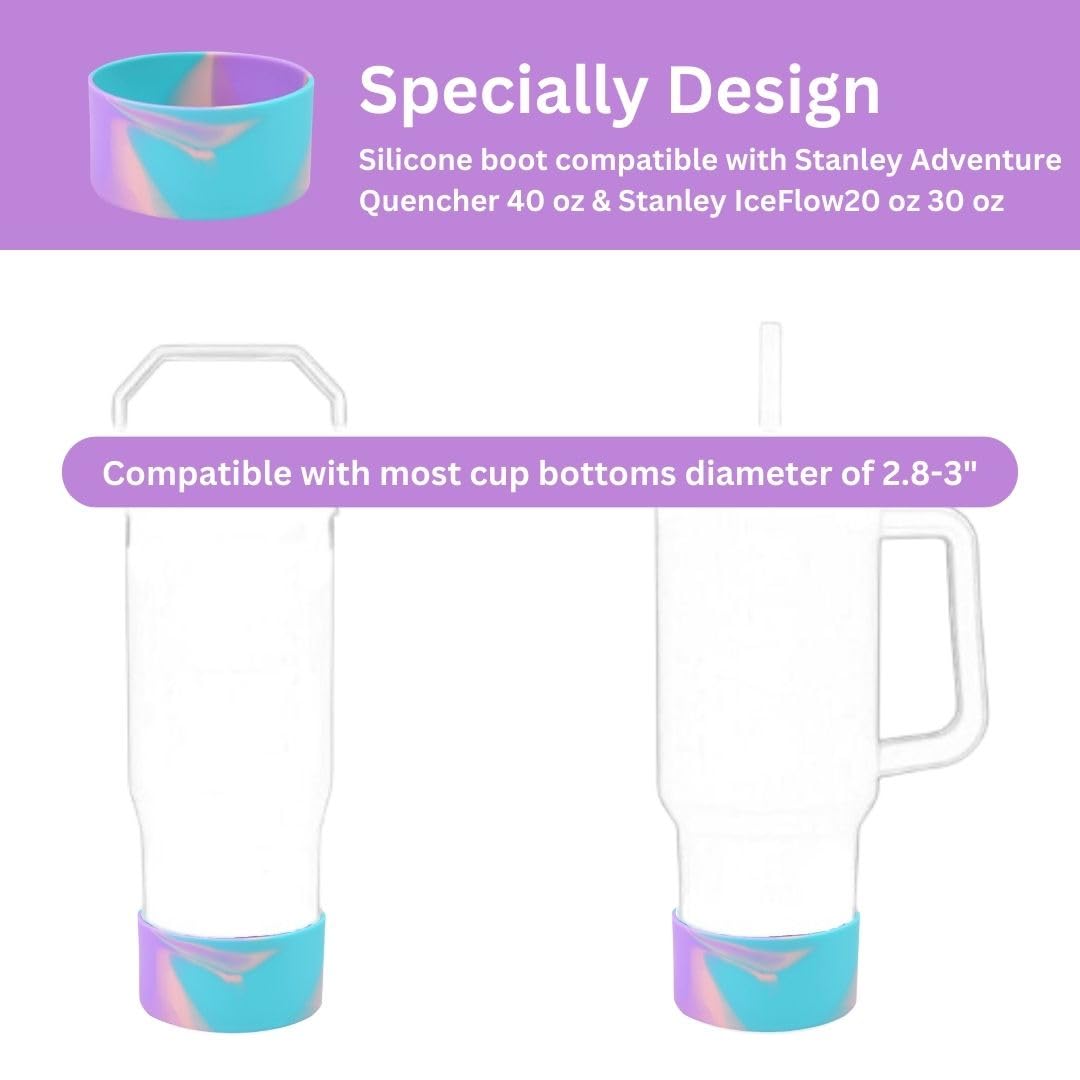 Generic Marble Silicone Sleeve/Boot for Stanley Cup Protector 20oz-40oz & Anti-Slip BPA Free Bottom Cover Bumper for Sport Bottles & Stanley Cup Accessories (Marble Blue/Pink/Purple)