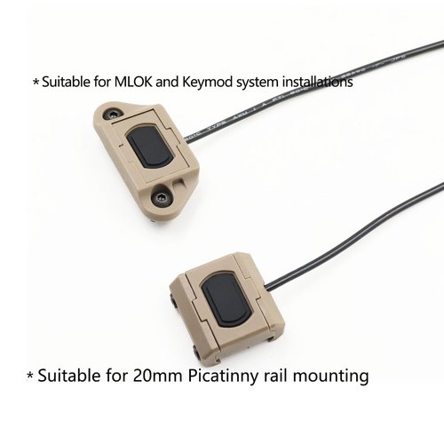 Weapon Light Pressure Switch for M300 M600 ST07 Scout Light Tape Switch Assembly, with 20mm Picatinny Rail Mount and Mlok/Keymod Mount. (SF Plug-Tan)