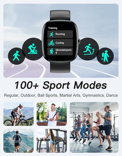 Cloudpoem Black Fitness Tracker Watch - No Bluetooth or Phone Needed, 1.8" Screen