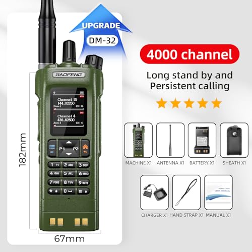 Baofeng DM-32UV DMR Dual-Mode Handheld Radio Light Green - Long Range Walkie Talkie