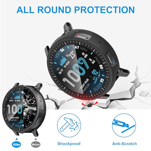 6-Pack Compatible Amazfit Active Max Case with Tempered Glass Screen Protector - Colorful Shockproof Protective Cover