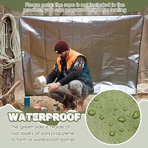 Kingdder 2 Pcs Heavy Duty Emergency Tarps 60 x 82 Inch Green Survival Shelter