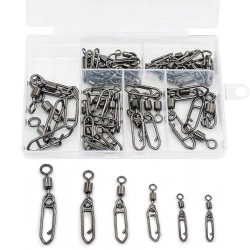 High-Strength Fishing Snap Swivels Set 50 Pieces E_50pcs - Saltwater Ready