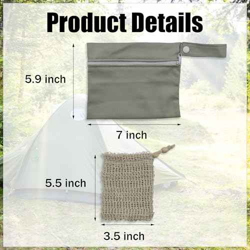 2Set Travel Soap Bar Case - 2 Soap Bags & 2 Foaming Nets,Waterproof & Leakproof Bag With Natural Cotton-Linen Soap Foaming Net,Portable Quick-Dry Waterproof Bag for Travel & Camping