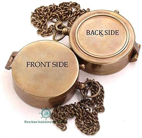 RII Solid Brass Compass | Antique Nautical Design with Thoreau Quote | Directional Magnetic Compass in Rosewood Case | Portable Pocket Size for Outdoor Adventures | Inspirational Gift for Collectors