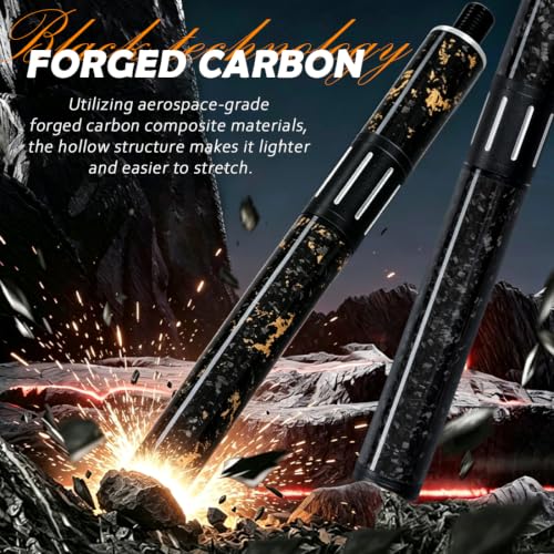 Black Carbon Fiber Pool Cue Extender with Adjustable Length and Bumpers