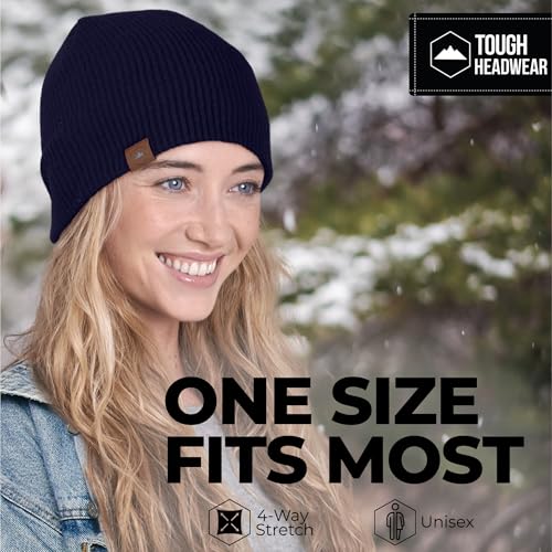 Tough Headwear Ribbed Beanie Hat - Four-Way Stretch Beanie for Women & Men - Lightweight, Soft Acrylic Knit Winter Hat
