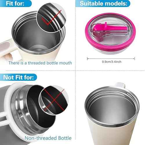 2 Pack 40 oz Tumbler Flip Straw Lid Replacement Compatible for Stanley Quencher, Leak-Proof Splash Resistant Tumbler Lids,Reusable Tumbler Cover for Stanley Cup (Rose Red)
