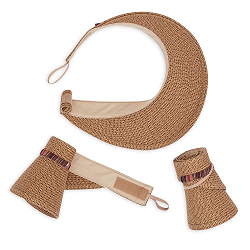Women's Sedona Sun Visor Hat - Wide Brim, Packable, Adjustable - Medium / Camel