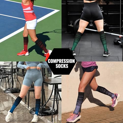 Hello Momoya Compression Socks for Men and Women - Knee High, Circulation, 8 Pairs Large-X-Large Multicolor