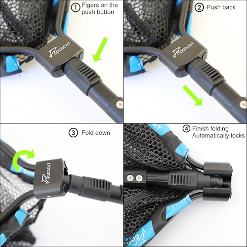 Square-Extend 32.5 Inch Floating Fishing Net with Magnetic Release - Foldable Kayak Landings