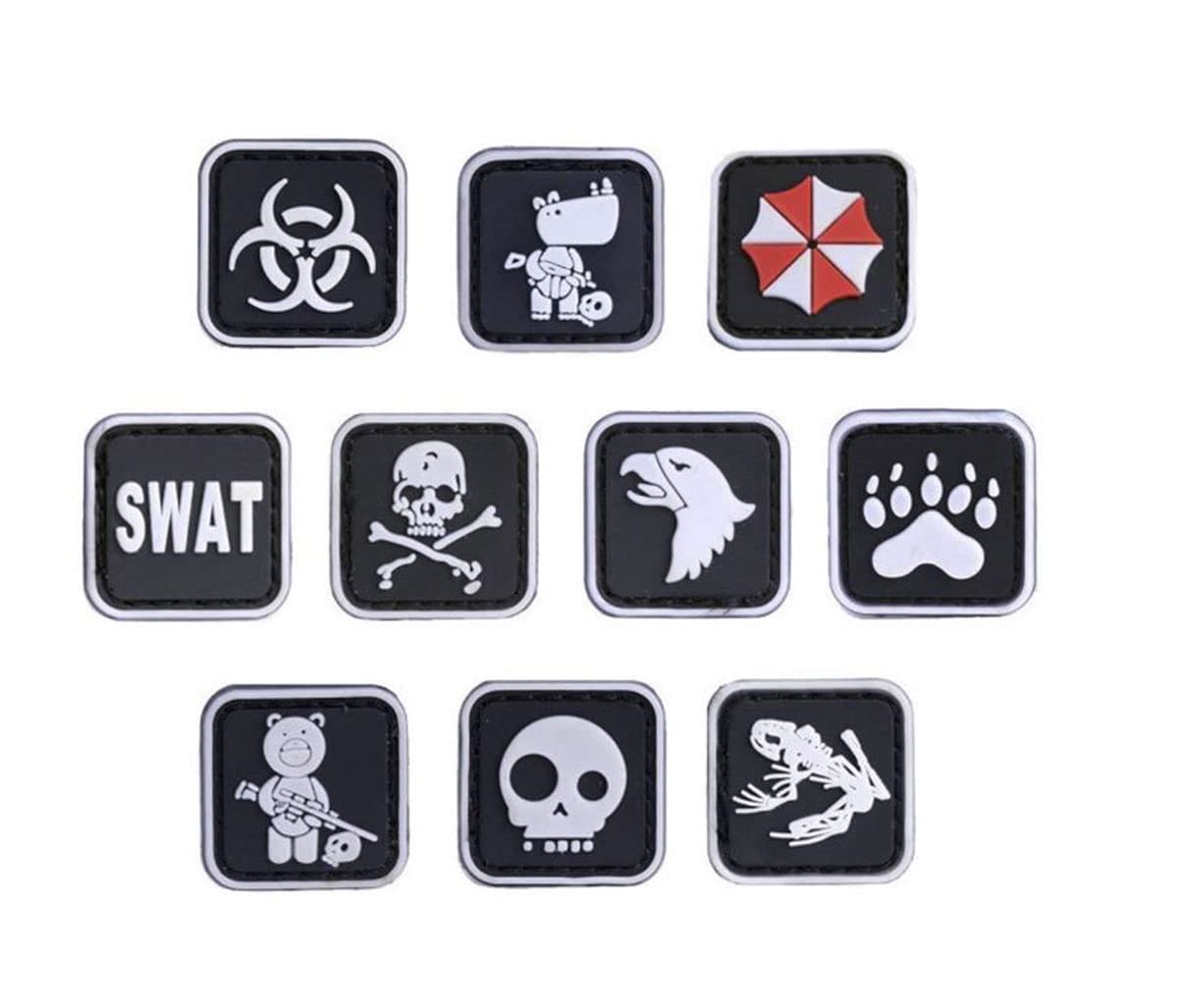 JFFCESTORE Funny Mini Morale Tactical Patch PVC Rubber Morale Patch Hook Backed Emblem (10PC)