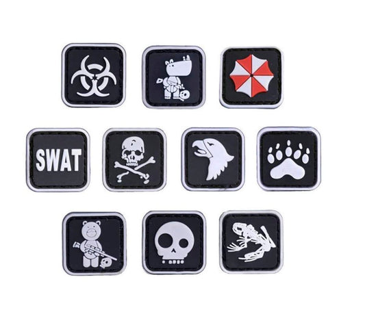 JFFCESTORE Funny Mini Morale Tactical Patch PVC Rubber Morale Patch Hook Backed Emblem (10PC)