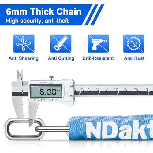 NDakter Bike Chain Lock 5-Digit Combination Heavy Duty Anti-Theft with Sky Blue 3.2 Ft