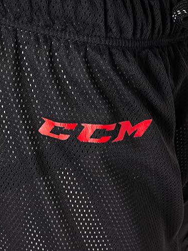 Junior Hockey Mesh Jock Shorts with Sock Tabs - Large Black