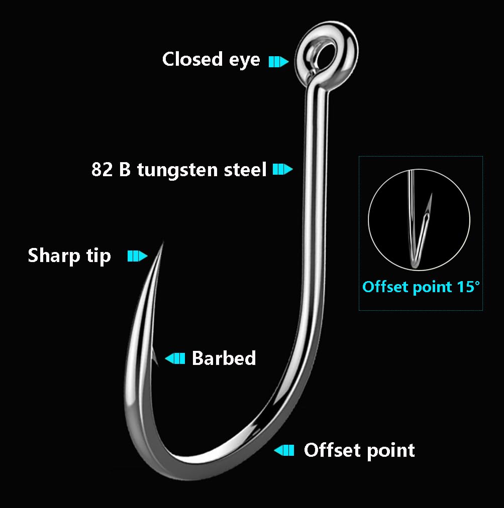 AMHDV 200pcs/pack Circle Fishing Hooks Super Strong Octopus Barb Fishing Hook for Freshwater Saltwater (200pcs-5/0#)