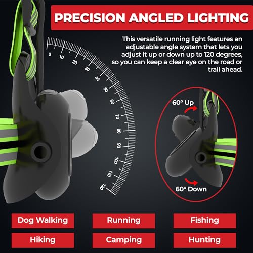 LUMEFIT Running Lights for Runners with Yellow Reflective Vest, Adjustable Beam Night Safety LED Chest Light Run, Dog Walking, and Jogging Gear, Rechargeable Headlamp Flashlight